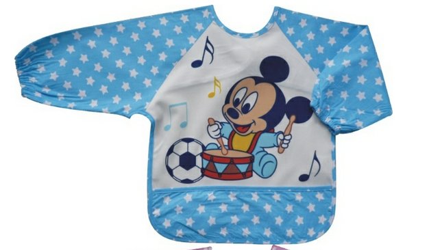Mickey Blue Toddler Baby Infants Boys Girls Long Sleeves Waterproof Bibs(150846750810)