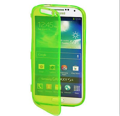 Green Flip TPU Skin Gel Silicone Case Cover For SAMSUNG GALAXY S4 i9500(251635358017)