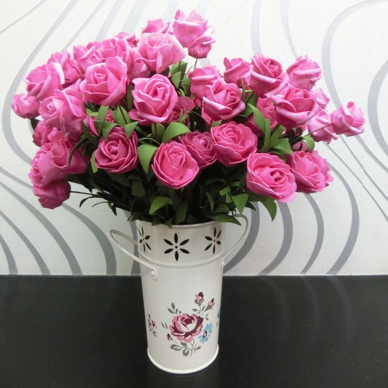 1 Pcs (6 Rose Head) Rose Red Color Artificial Flowers Silk Rose Bouquet Home Decor (251757596084)