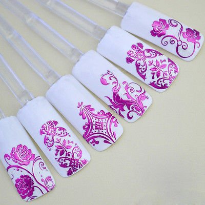 108PCS/Sheet Hot Pink 3D Flower Decal Stickers Nail Art Tip stamping Manicure (380980709985)