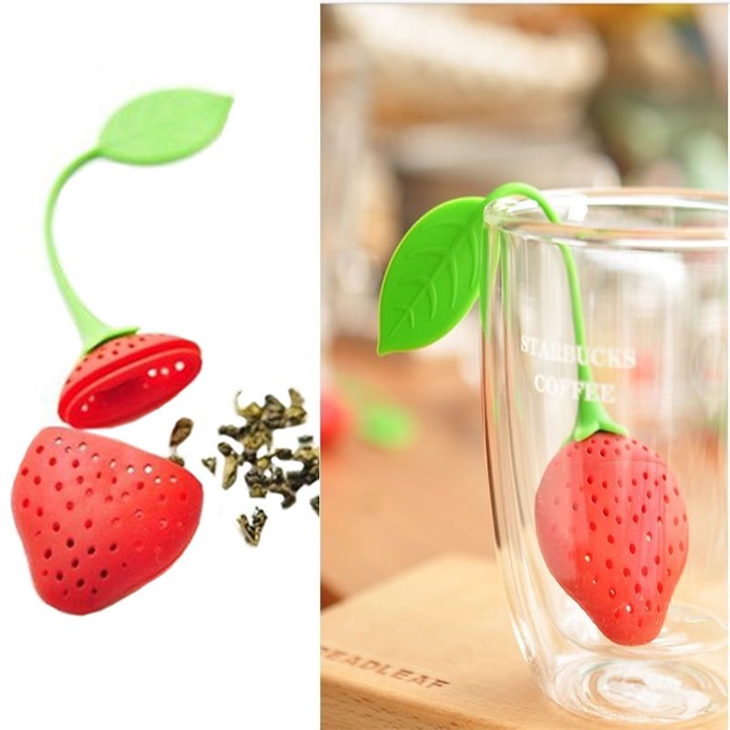 2 x Silicon Strawberry Design Tea Leaf Strainer Herbal Spice Infuser Tea Filter