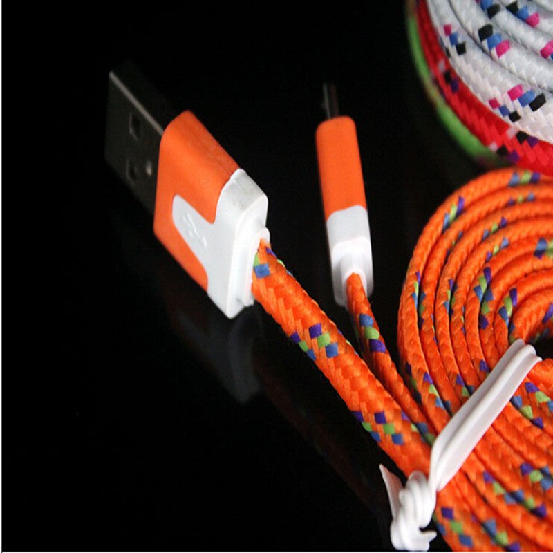 Orange Braided 9FT/3M Micro USB Cable For Galaxy S4 3 2 Note II Dealsbest