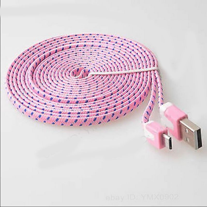 Light Pink Braided 9FT/3M Micro USB Cable For Galaxy S4 3 2 Note II Dealsbest