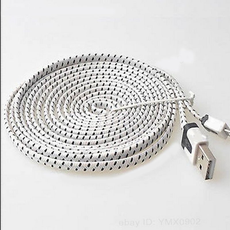 White Braided 3FT/1M Micro USB Cable For Galaxy S4 3 2 Note II Dealsbest