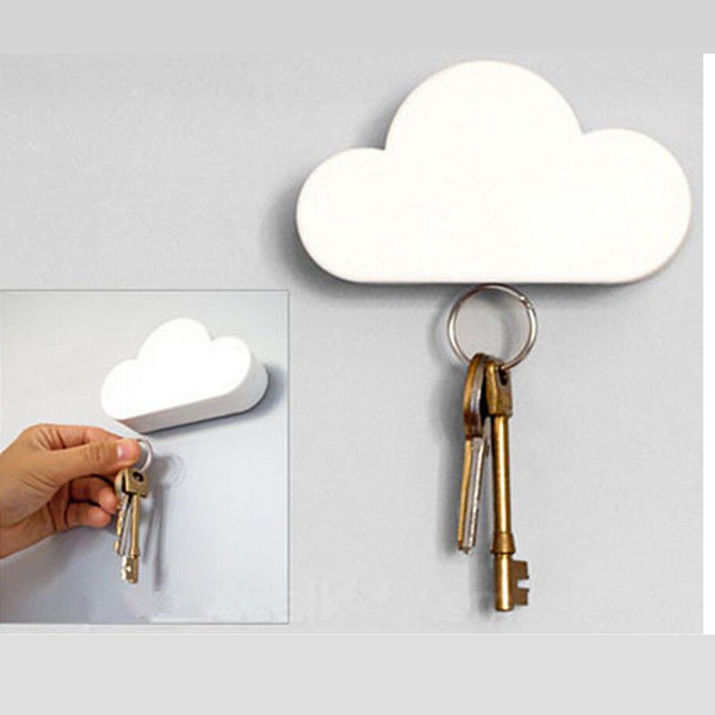 Cloud-shaped Magnetic Keychain White Cloud Novelty Key Holder Dealsbest