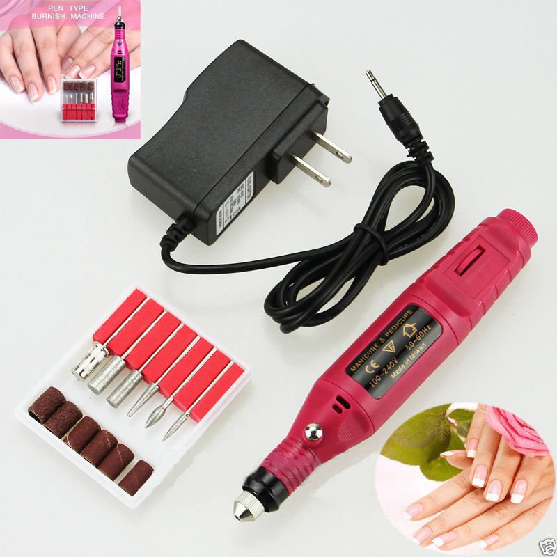 Polish Pen Shape Electric Nail Drill Machine with 6 Free Tools US Plug Adaper DB