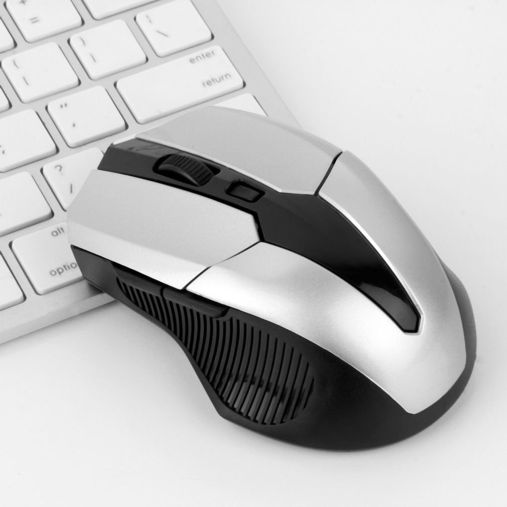 Silver 2.4 GHz Wireless Optical Mouse Mice + USB 2.0 Receiver for PC Laptop