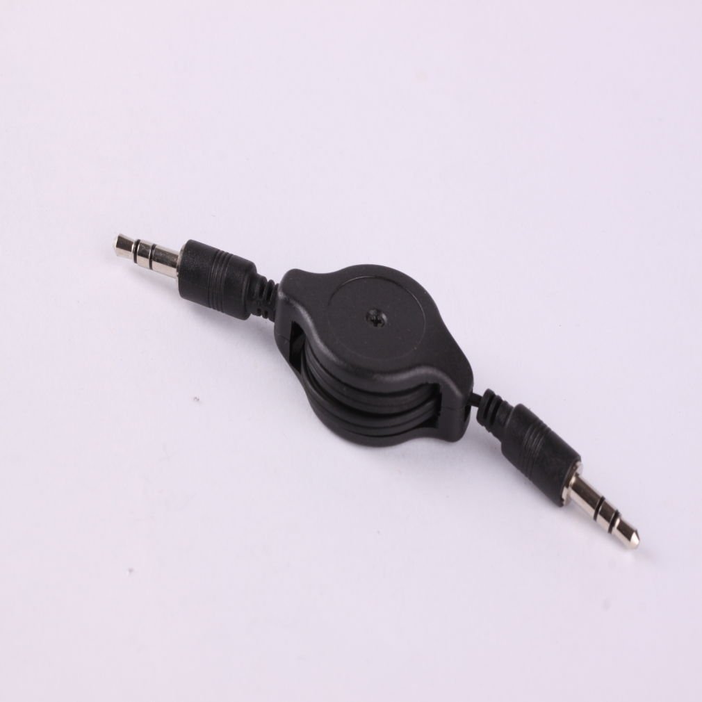 3.5mm M/M black Stereo Retractable Audio Extension Adapte Cable Male