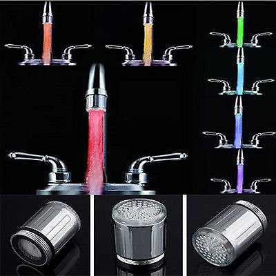 LED Water Faucet Stream Light 7 Colors Changing Glow Shower Stream Tap DB