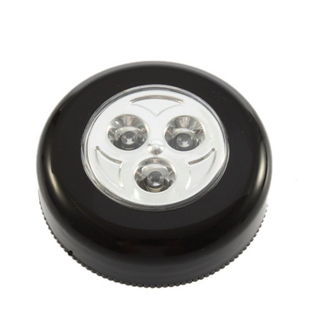 3 LED Battery Powered Stick Tap Touch Light Lamp Bedside Tent Home Black