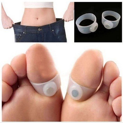 2pcs Magnet Lose Weight Healthy Slim Loss Toe Ring Sticker Silicon Foot Massager -Hang
