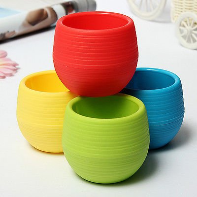 1 X Red Mini Round Plastic Plant Flower Pots Home Office Decor Planter 7CM DB