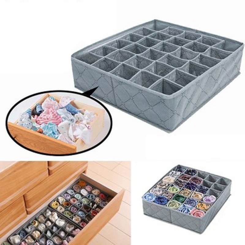 Foldable Bamboo Charcoal Underwear Socks Drawer Organizer Storage Box 30 Cells DB
