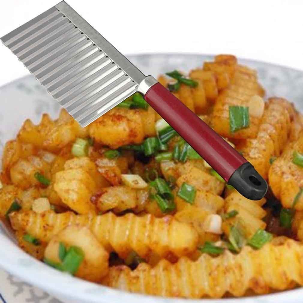 Crinkle Cut Knife Potato Chip Cutter With Wavy Blade French Fry Cutter DB