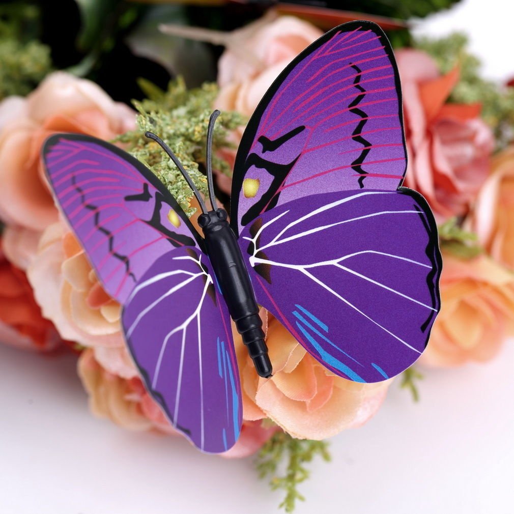 12pcs Purple 3D Butterfly Sticker Art Design Decal Wall Home Decor Room Decorations db