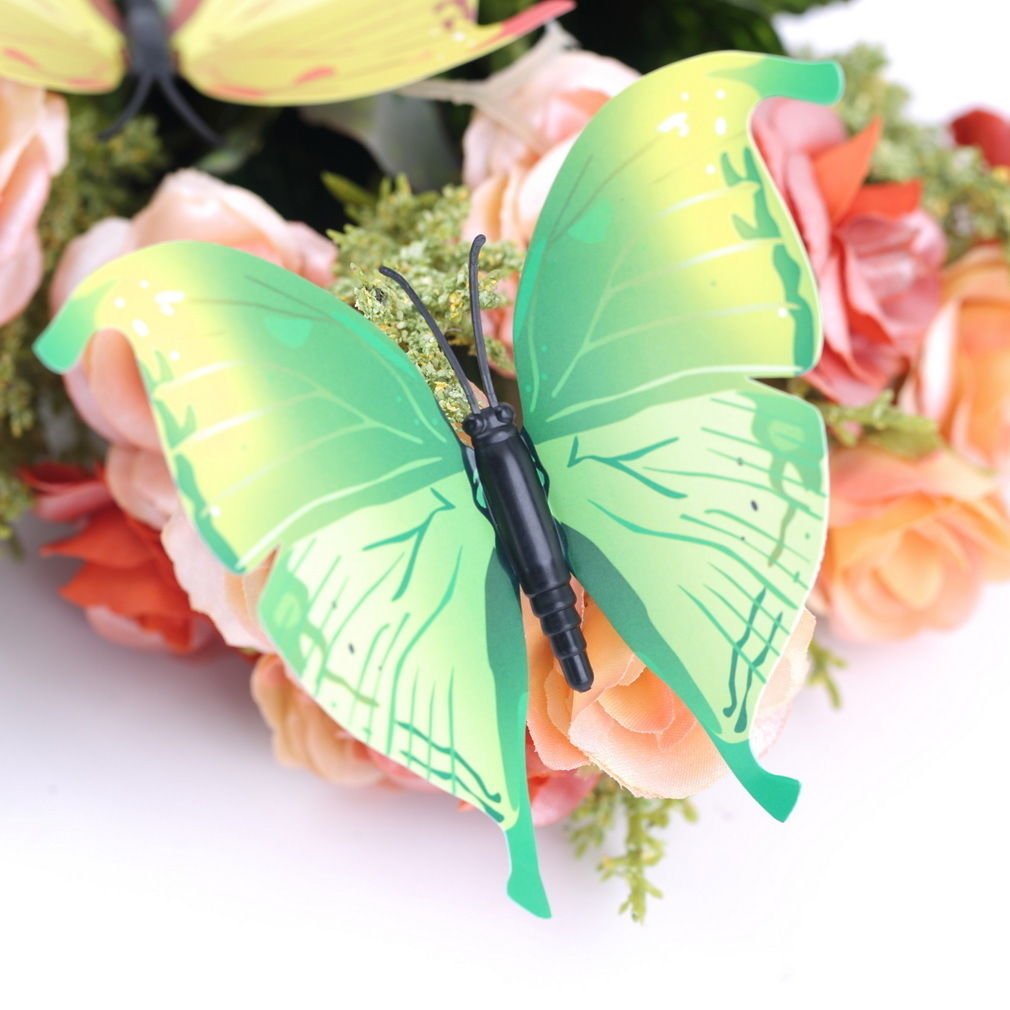 12pcs Green 3D Butterfly Sticker Art Design Decal Wall Home Decor Room Decorations db