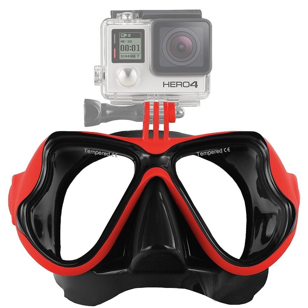 Red GoPro Hero 2 3 3+ 4 Scuba Diving Glasses Swimming Face Mask Snorkel Camera Mount db