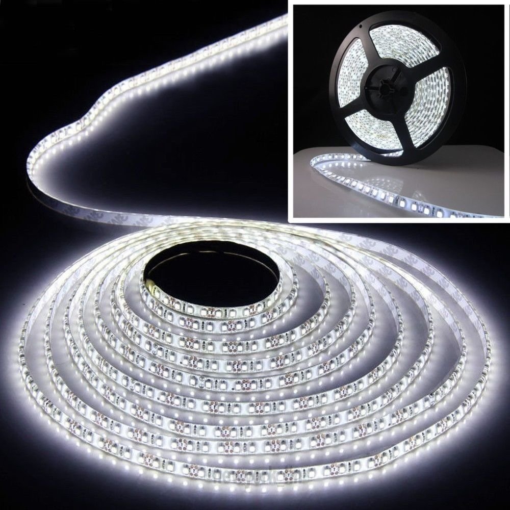 Waterproof 5M Flexible LED Light Strip 12V 600 LEDs Bright White 16ft 3528 SMD db