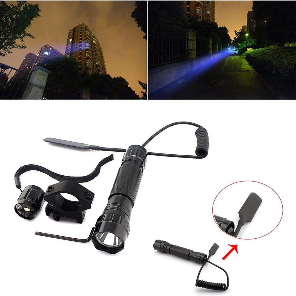 CREE T6 LED 1000LM Tactical Flashlight with Picatinny Rail Mount Pressure Switch db