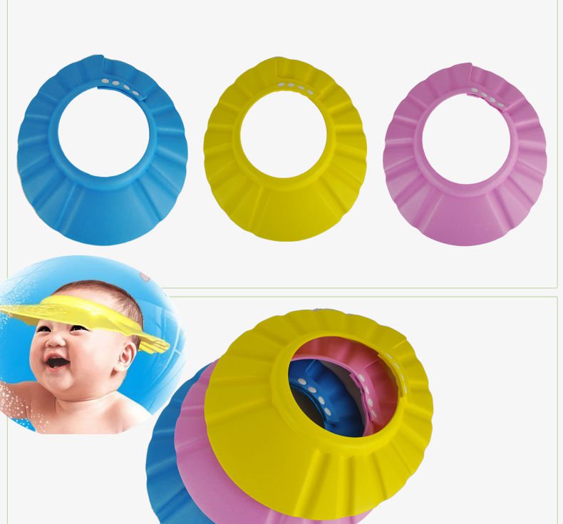 1 Pink Adjustable Baby Kids Shampoo Bath Bathing Shower Cap Hat Wash Hair Shield DB