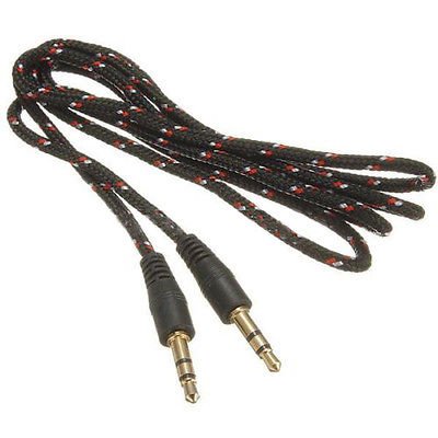 5 Pcs 3.5mm Male to Male AUX Auxiliary Braided Cable Stereo Audio Adapters DB