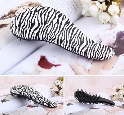 White zebra-Strip Magic Tangle Detangling Zebra Comb Shower Hair Brush Salon Comb db