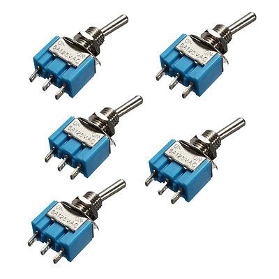 5 Pcs 3-Pin SPDT ON-ON MTS-102 6A 125VAC Mini Toggle Switches db