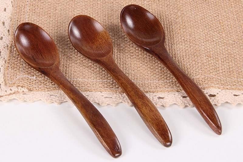 Wooden Brwon Ladle Soup Spoon Kitchen Accessory Handcraft Tableware Tools 2 Pcs