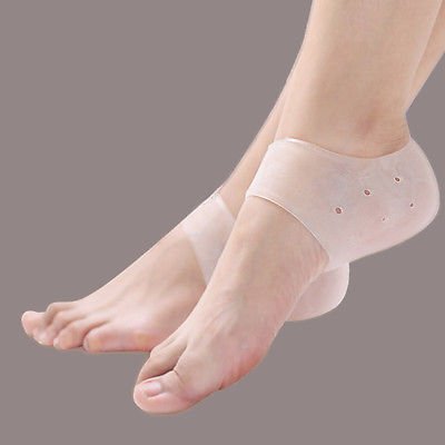 2x Holes Respirable Moisturising Gel Heel Socks Cracked Foot Care Spa Protectors db