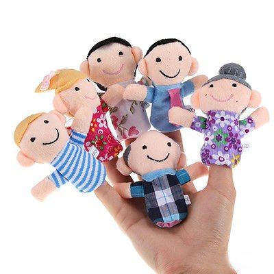 6PCS Baby Kids Plush Cloth Play Game Learn Story Family Finger Puppets Toys db
