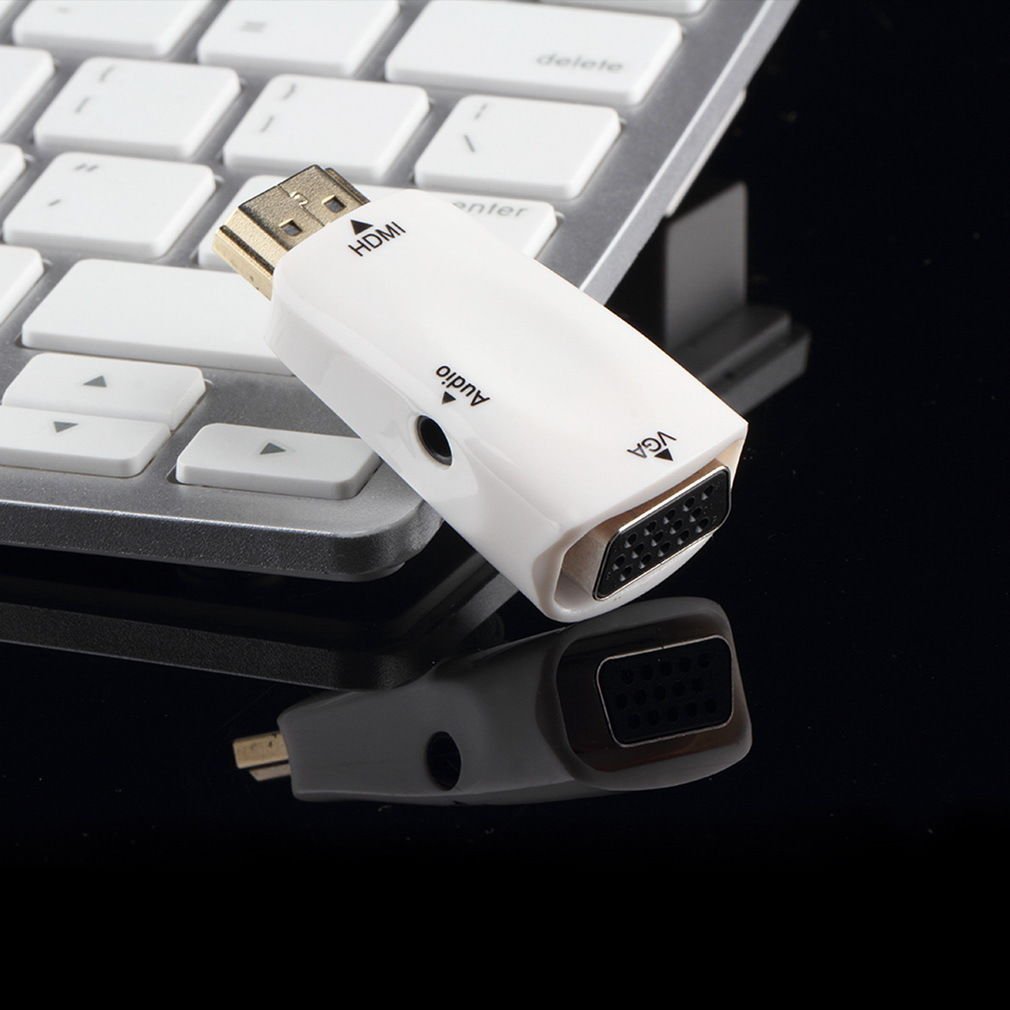 1080P HDMI Male to VGA Female Video Converter Adapter +USB Power Audio Cable White x 1 Pcs db