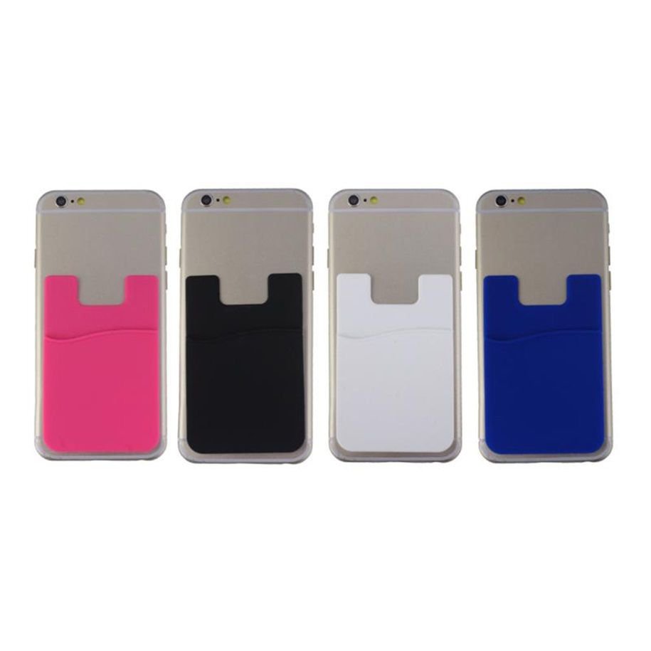 Adhesive Sticker Back Cover Card Holder Case Pouch For Cell Phone Black Color