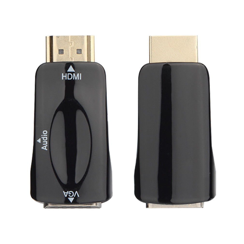 HDMI Male To VGA Female Converter Box Adapter With Audio Cable For PC HDTV Black dbdb