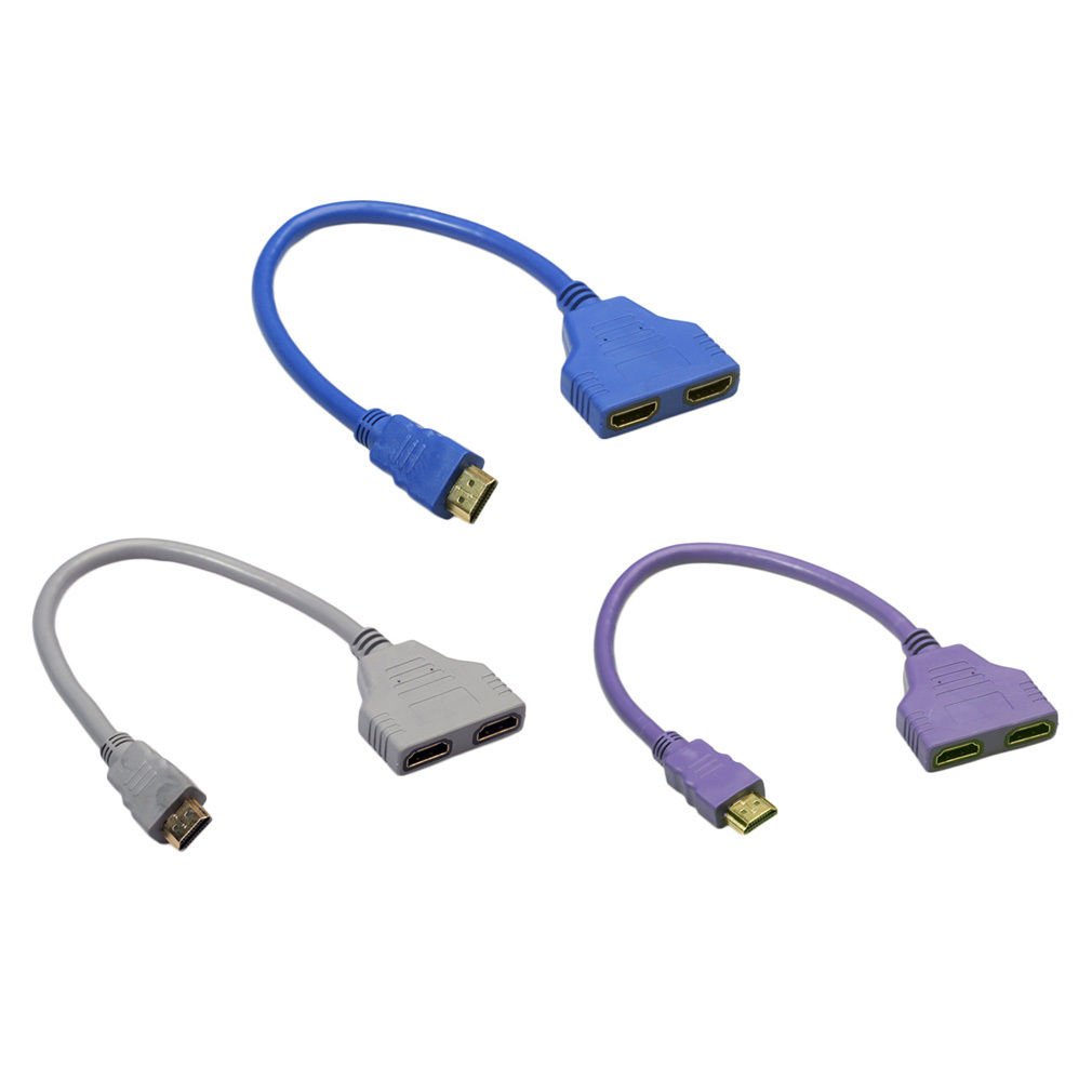 HDMI 1 to 2 Split Double Signal Adapter Convert Cable for Video TV HDTV 1 Pcs Random Color