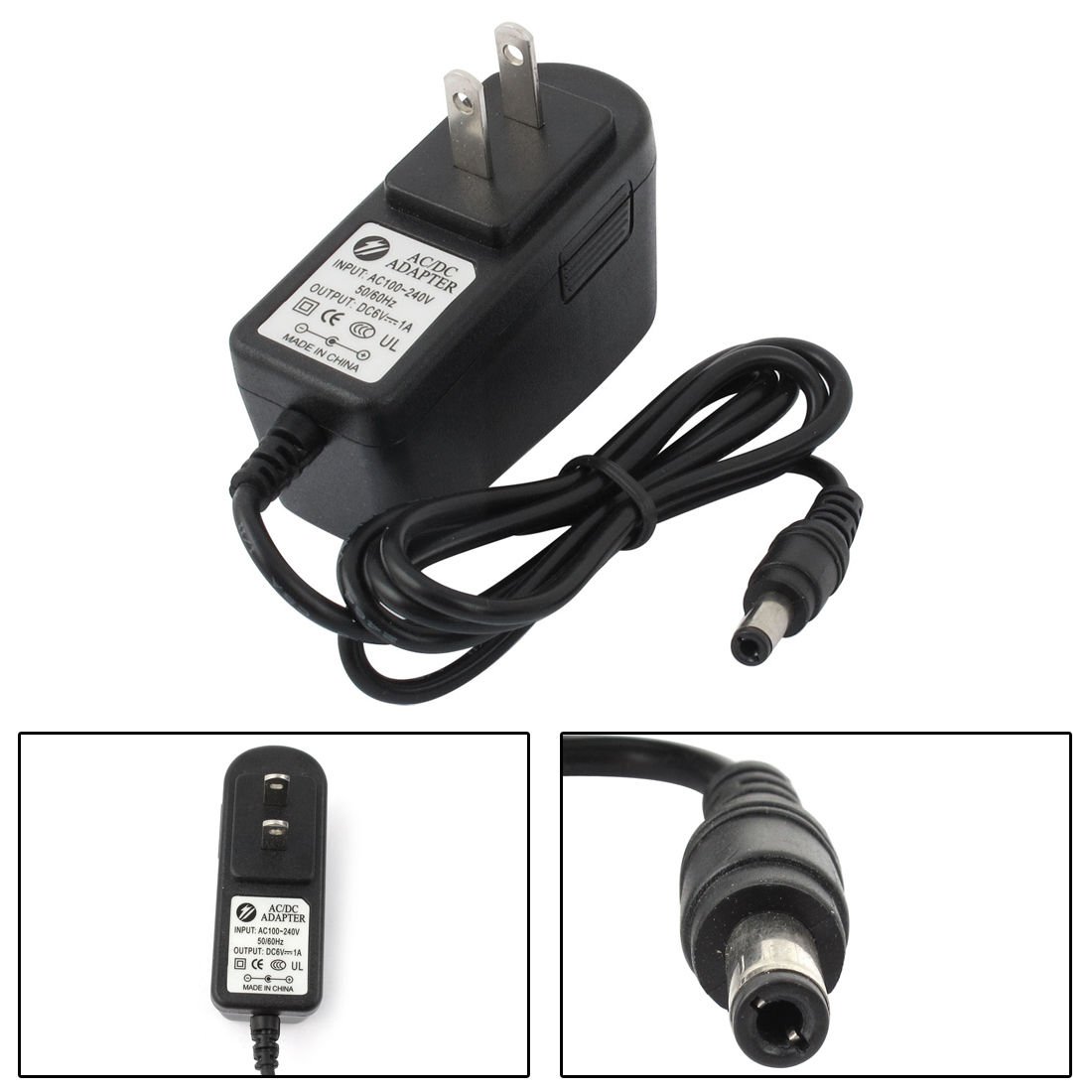 US Plug AC 100-240V to 5.5x2.1mm DC 6V 1A Charging Power Supply db