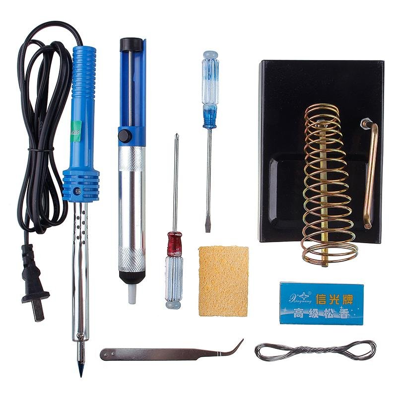 9in1 60W 220V Electric Soldering Tools Kit Set Iron Stand Desoldering Pump DB