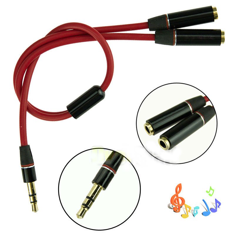 3.5mm Stereo Headphone Audio Male To 2 Female Y Splitter Cable Adapter Plug Jack db