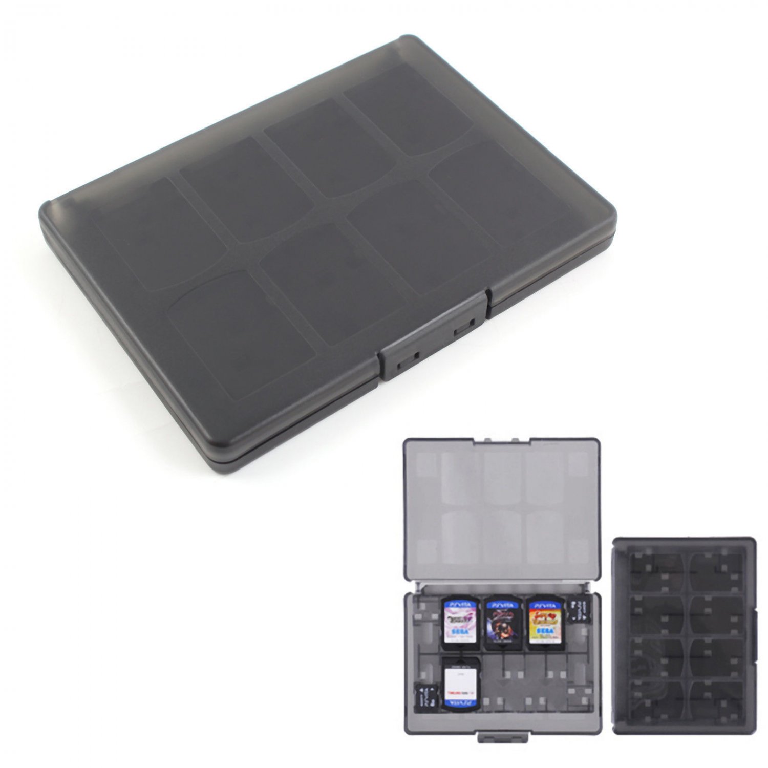 Black 18 in 1 Game Memory Card Case Holder Storage Box for Sony PS Vita PSV db