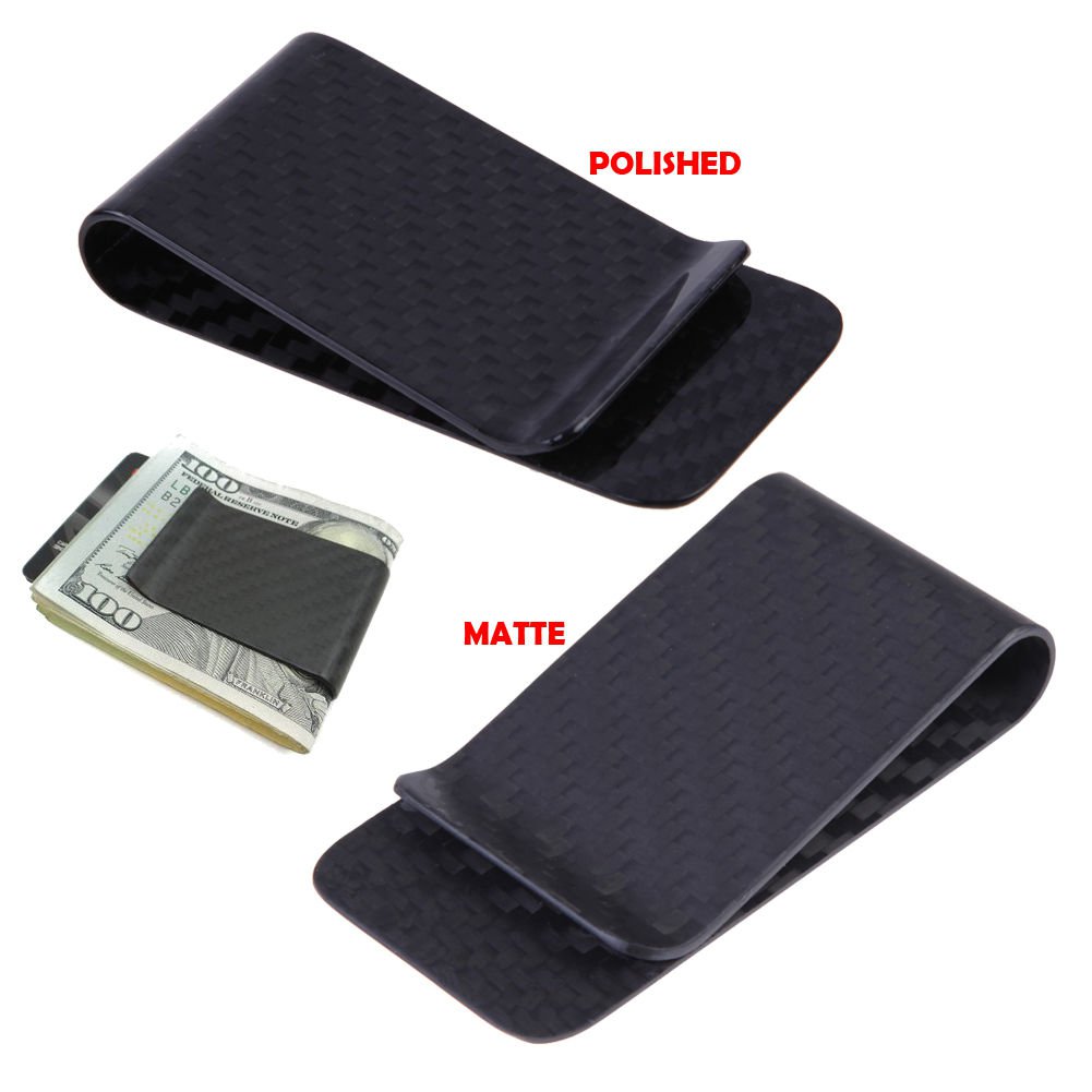 Mens Carbon Fiber Business Card Credit Card Holder Cash Wallet Money Clip Polished db