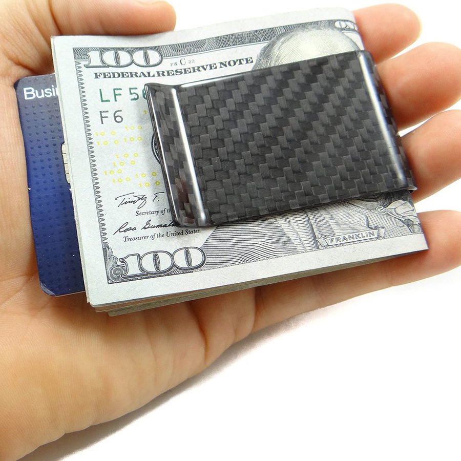 Mens Carbon Fiber Business Card Credit Card Holder Cash Wallet Money Clip Matte db
