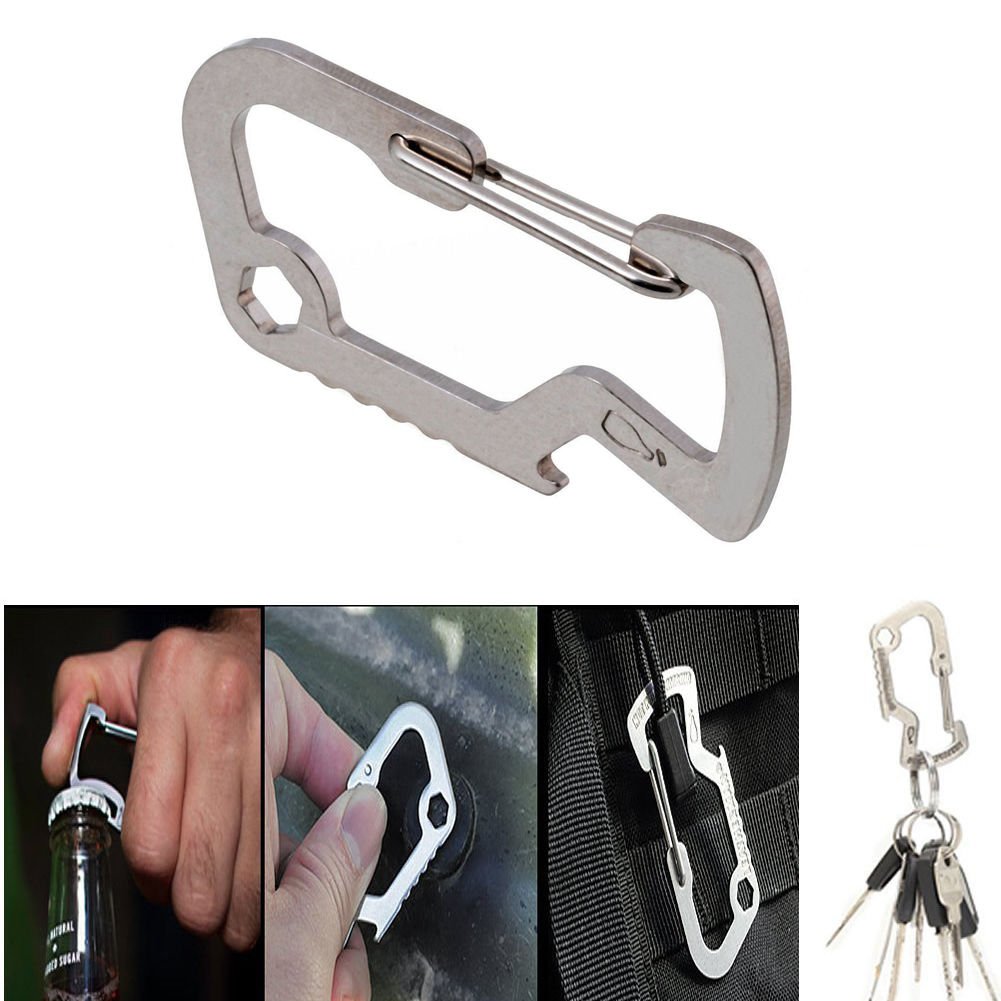EDC Carabiner Survival Camping Hiking Rescue Gear Keychain Bottle Opener Tool db