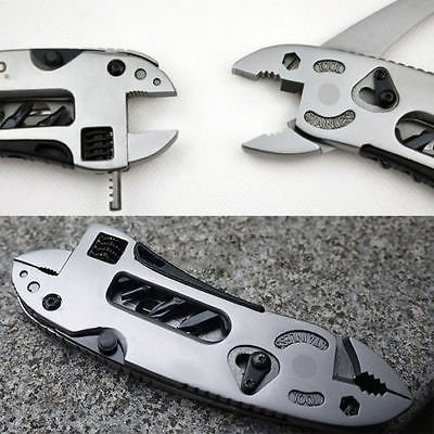 Multi-function Adjustable Wrench Jaw Screwdriver Pliers Knife Survival Gear Tool db