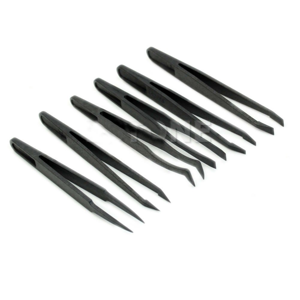 Plastic Anti Static Tool Kit Precision Tweezer 6 Pcs db