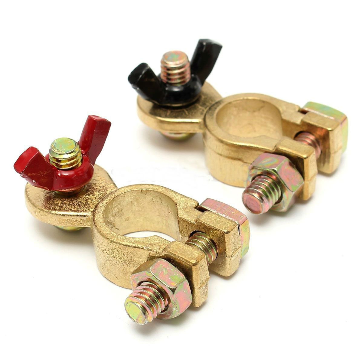 2Pcs Universal Positive&Nagative Car Battery Terminal Clamp Clip Brass Connector db