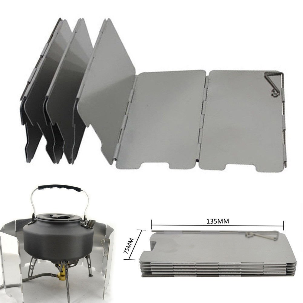 9 Plates Foldable Burner Windshield for Outdoor Camping Cooking Wind Shield QRB