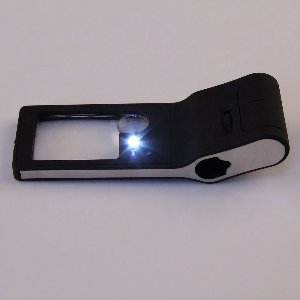 6 in 1 Mini LED Pocket Magnifier 3X 10X magnifier 55X Microscope and UV Lights DGH
