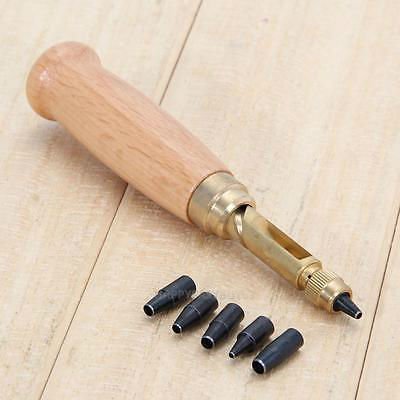 Screw Hole Punch Auto Leather Tool Book Drill Craft Kit with 6 Size Tip 1.5-4mm DFG