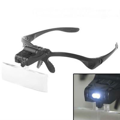 5 Lens Head Band Magnifier Glass Visor 2-LED Light Magnifying Loupe db