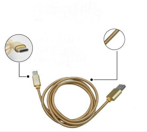 1M Type-C USB Data Cable Nylon Copper Core Fast Charging and Data Transmission for Letv W918 Golden