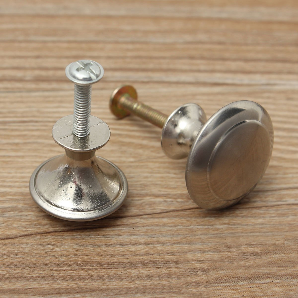 4 Pcs Stainless Steel Satin Nickel Cabinet Round Pull Knobs Hardware W/ Screw 24MM